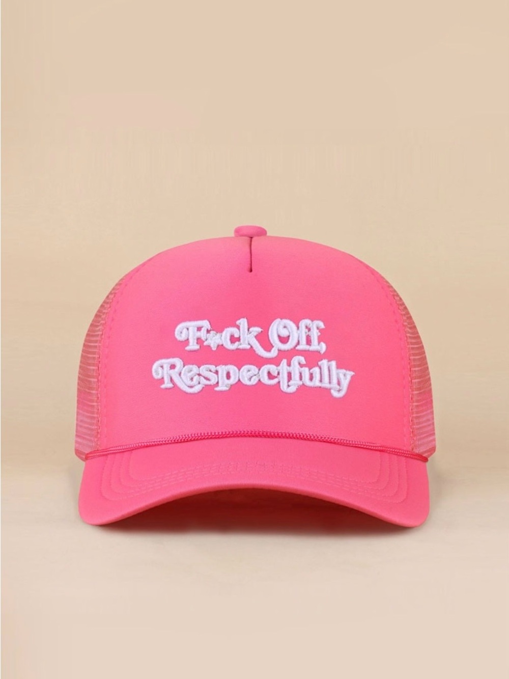 Pink Trucker Hat with 'F*ck Off, Respectfully' Embroidery